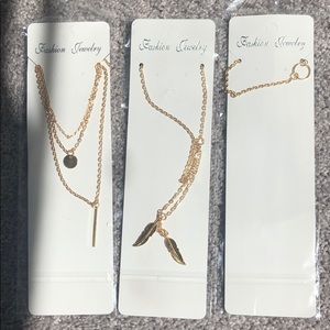 Pack of 3 long gold necklaces